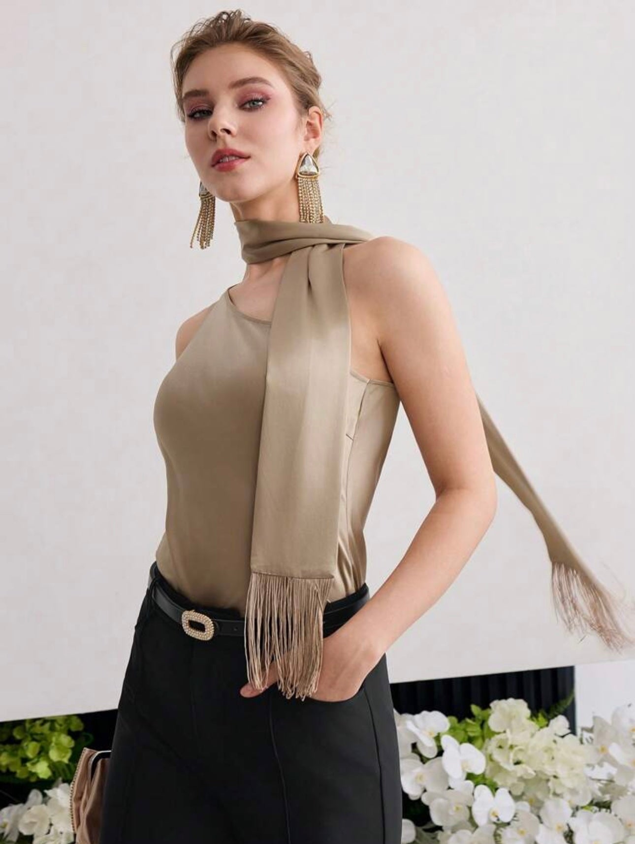 Asymmetrical Satin Top
