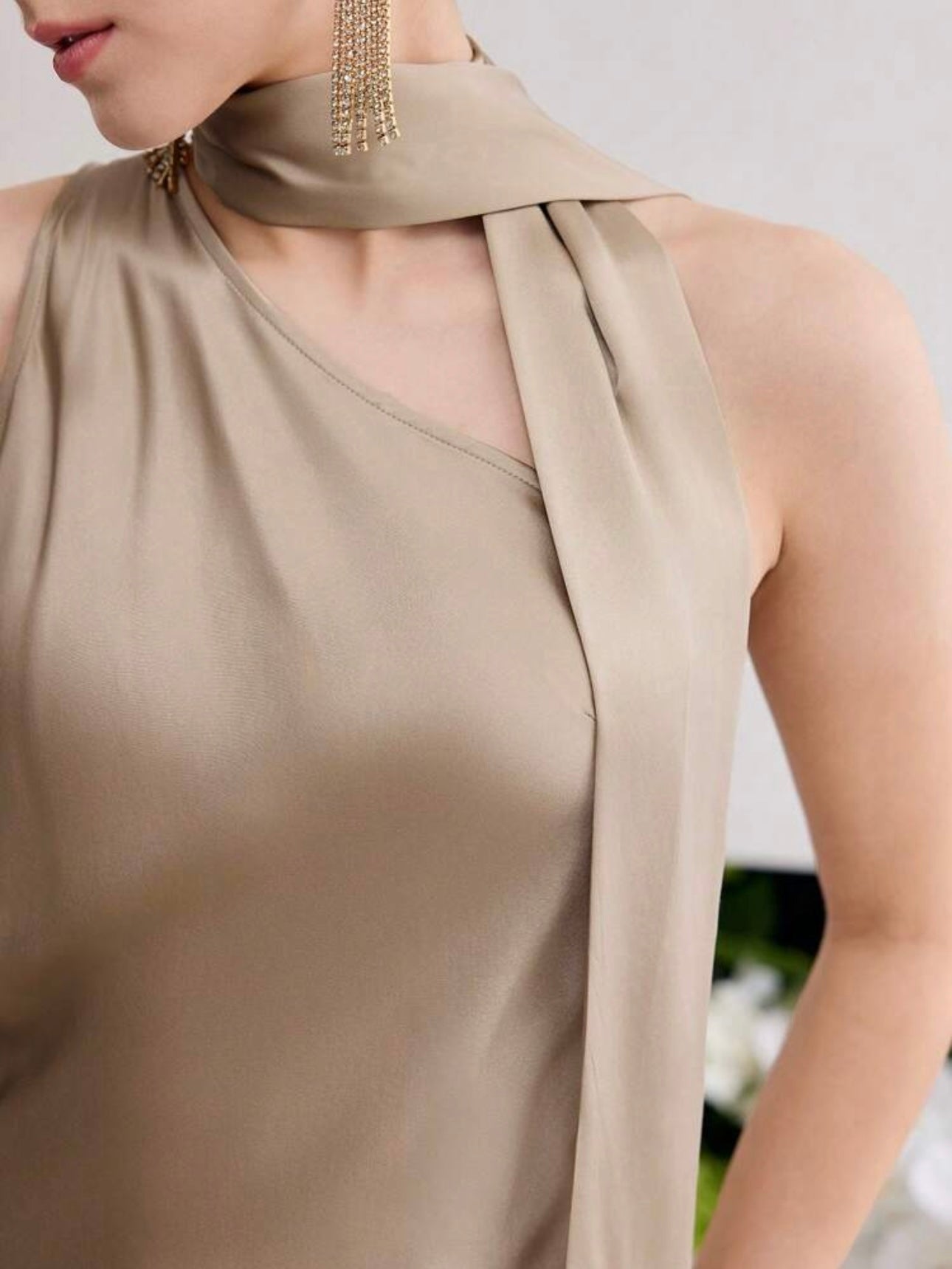 Asymmetrical Satin Top