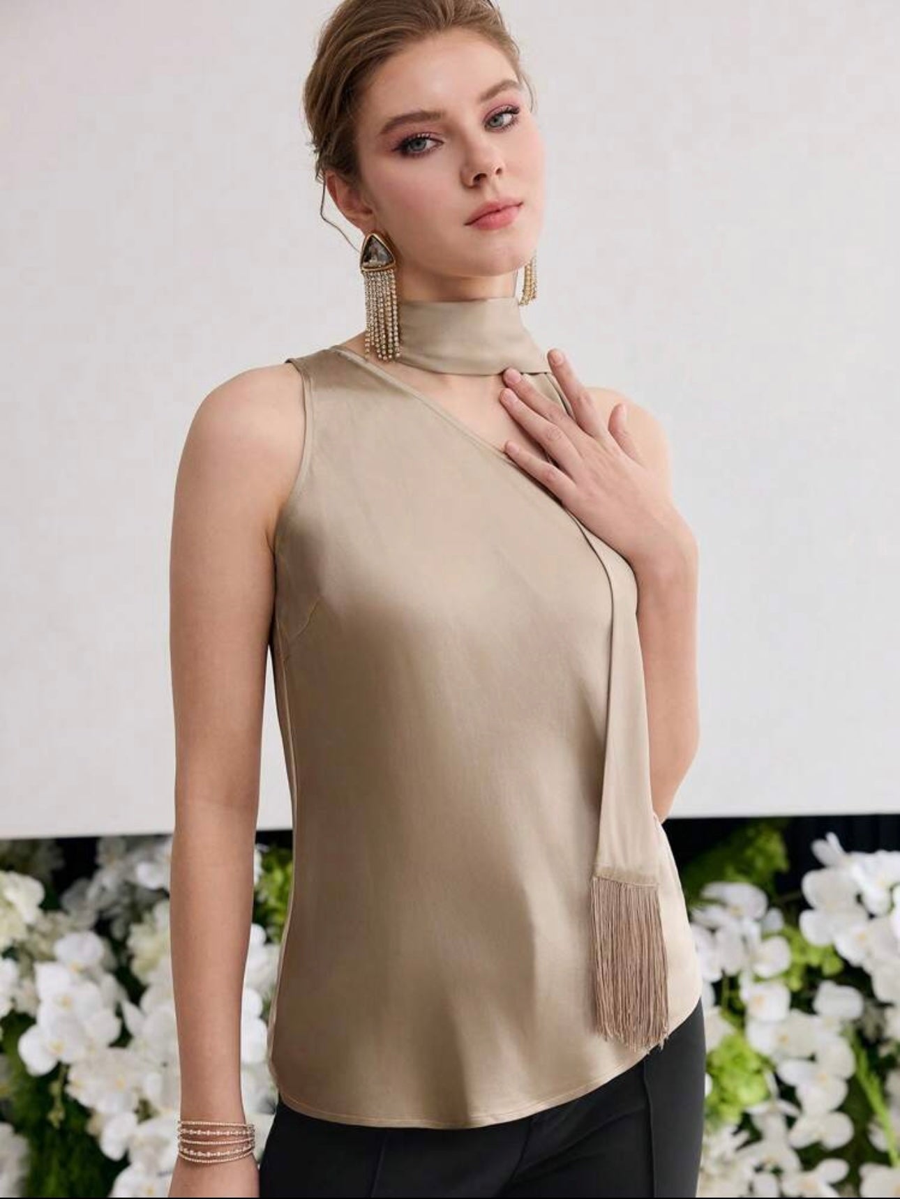 Asymmetrical Satin Top